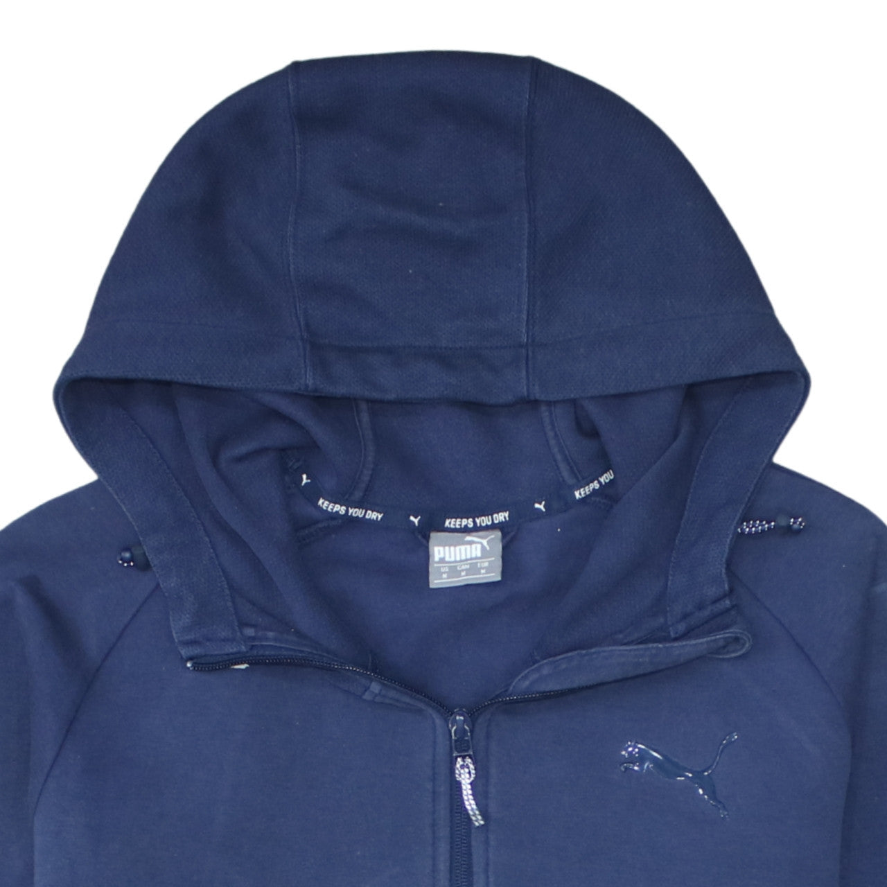 Puma Men's Navy Blue Full Zip Hoodie Size M with Logo Design