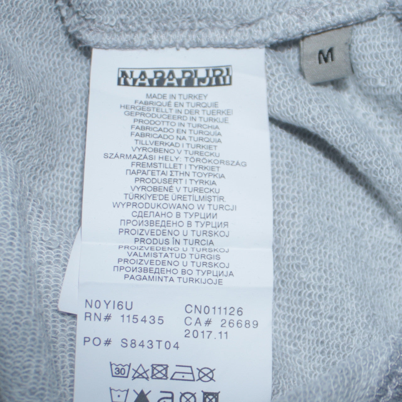 Napapijri Mens Grey Crew Neck Logo Sweatshirt Size M