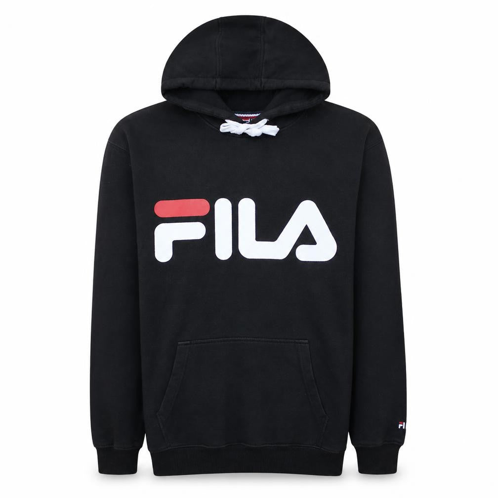 Fila Men's Black Pullover Hoodie Small Logo Graphic Fleece Sweatshirt