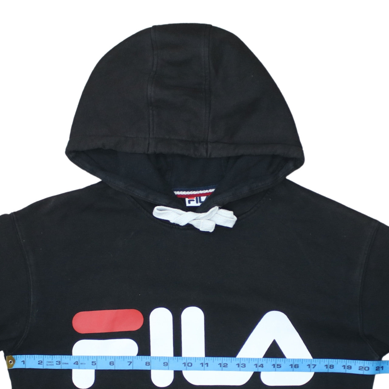 FILA Men's Black Pullover Hoodie Small Logo Graphic Fleece Sweatshirt