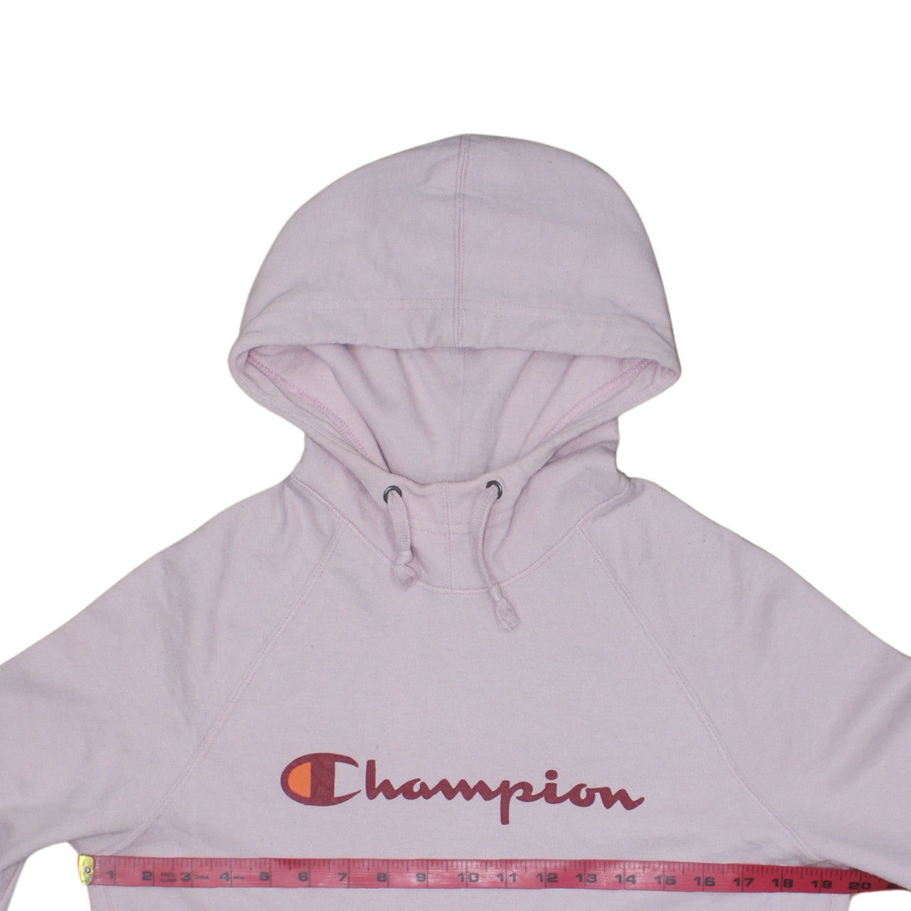 Champion Womens Pink Pullover Hoodie Medium Logo Graphic Cotton Blend