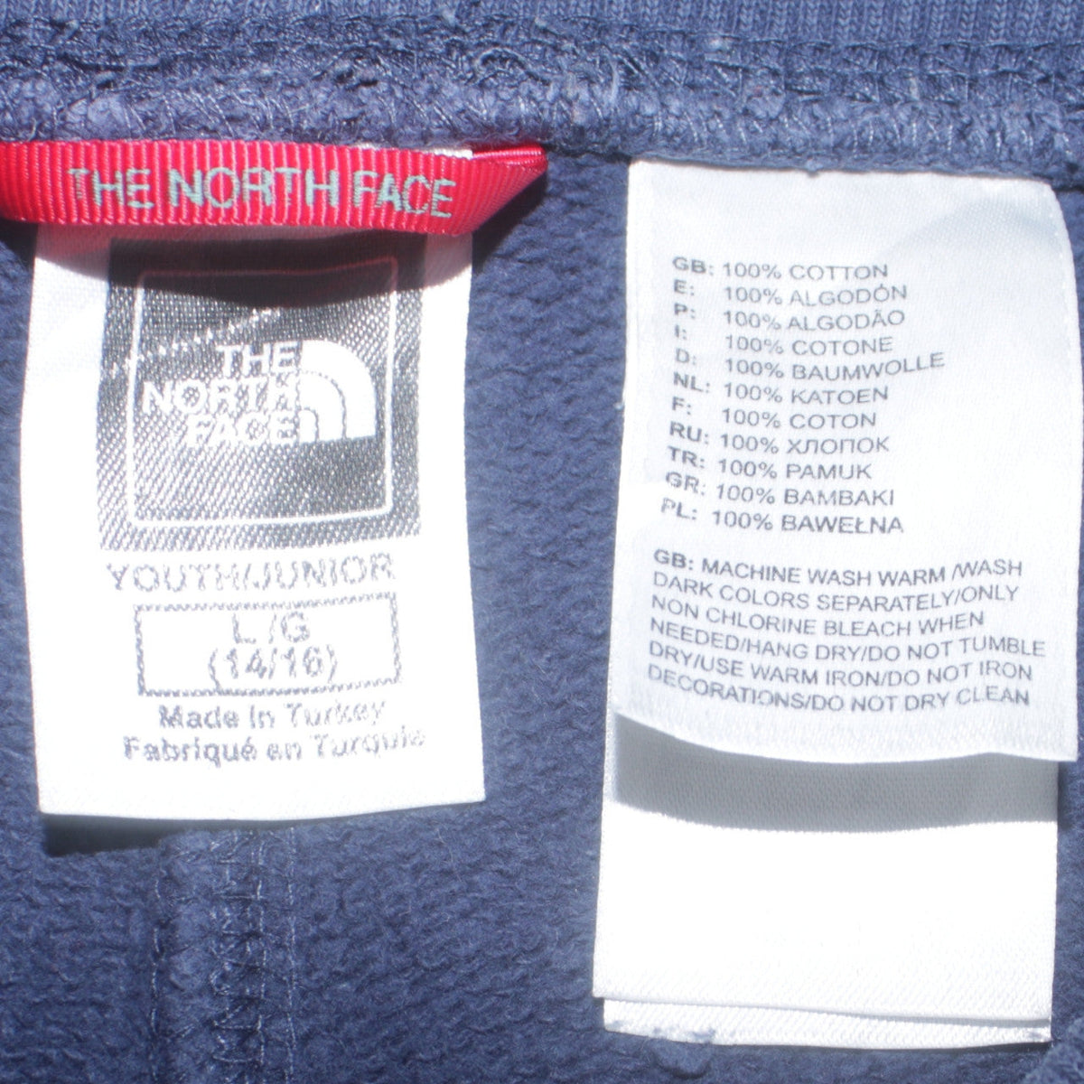 The North Face Boys Blue Cotton Jogger Trousers 14-16 Years Elastic Waist