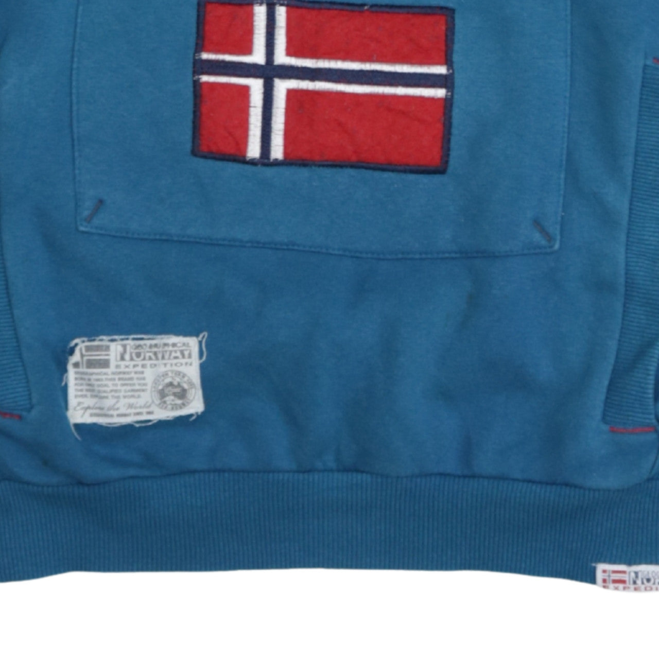Geographical Norway Men's Blue L 1/2 Zip Hooded Sweatshirt