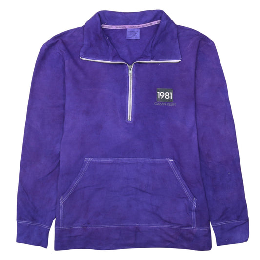 Calvin Klein Men's Purple XL 1/4 Zip Logo Fleece Sweatshirt