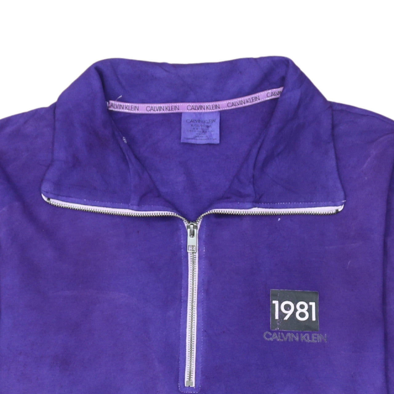 Calvin Klein Men's Purple XL 1/4 Zip Logo Fleece Sweatshirt
