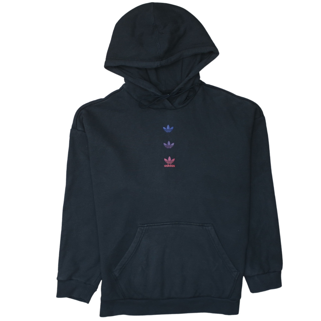 Adidas Women Black Pullover Hoodie L Cotton Blend Logo Sportswear