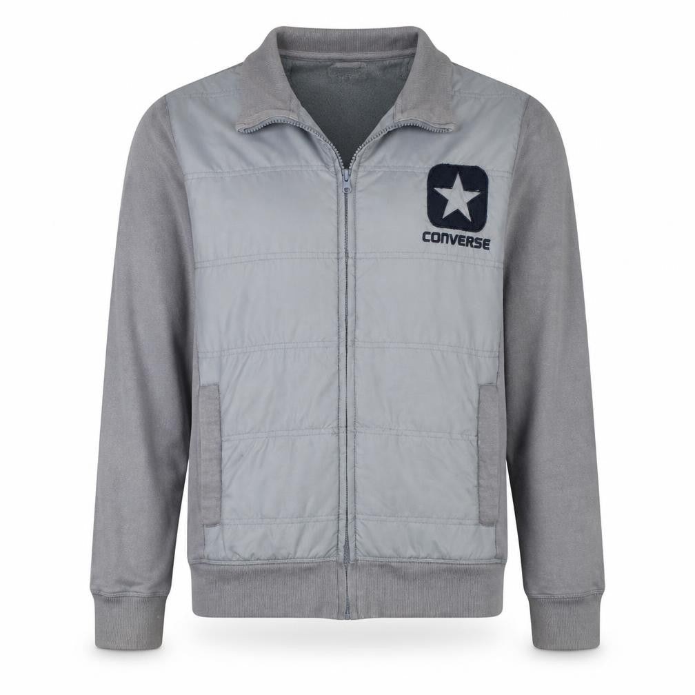 Converse Men’s Grey Bomber Jacket Size M Full Zip Cotton Blend