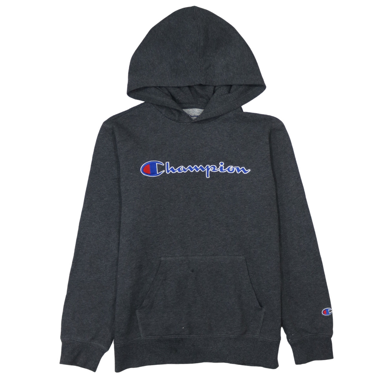 Champion Womens Dark Grey Pullover Hoodie L Logo Graphic Casual