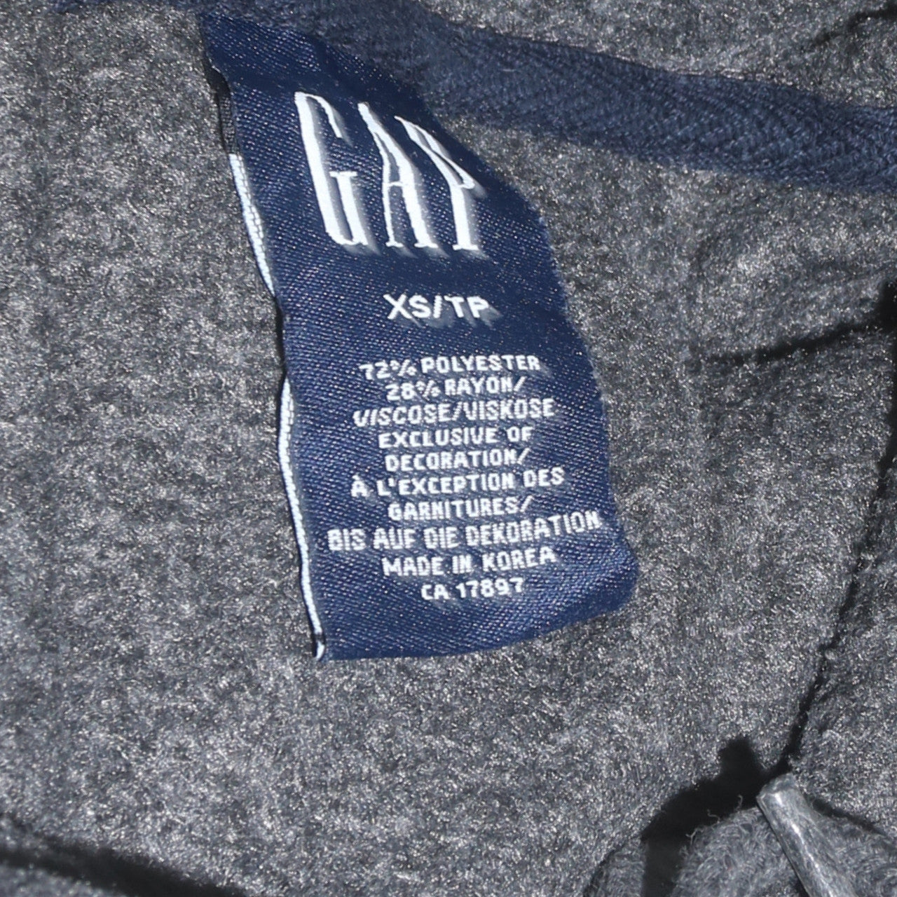 GAP Men Grey Pullover Hoodie XS Logo Fleece Sweatshirt