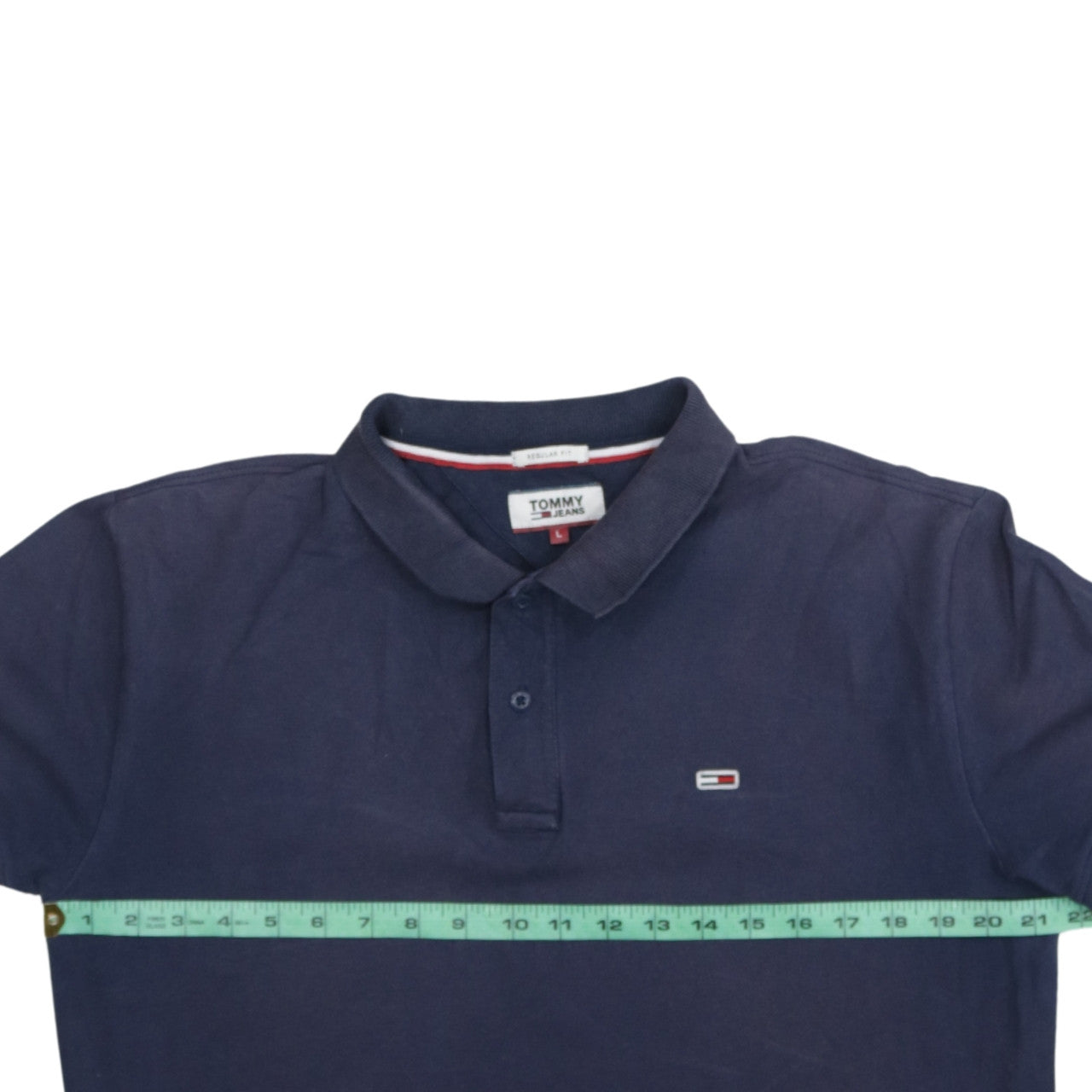 Tommy Jeans Men's Blue Regular Fit Cotton Polo Shirt L