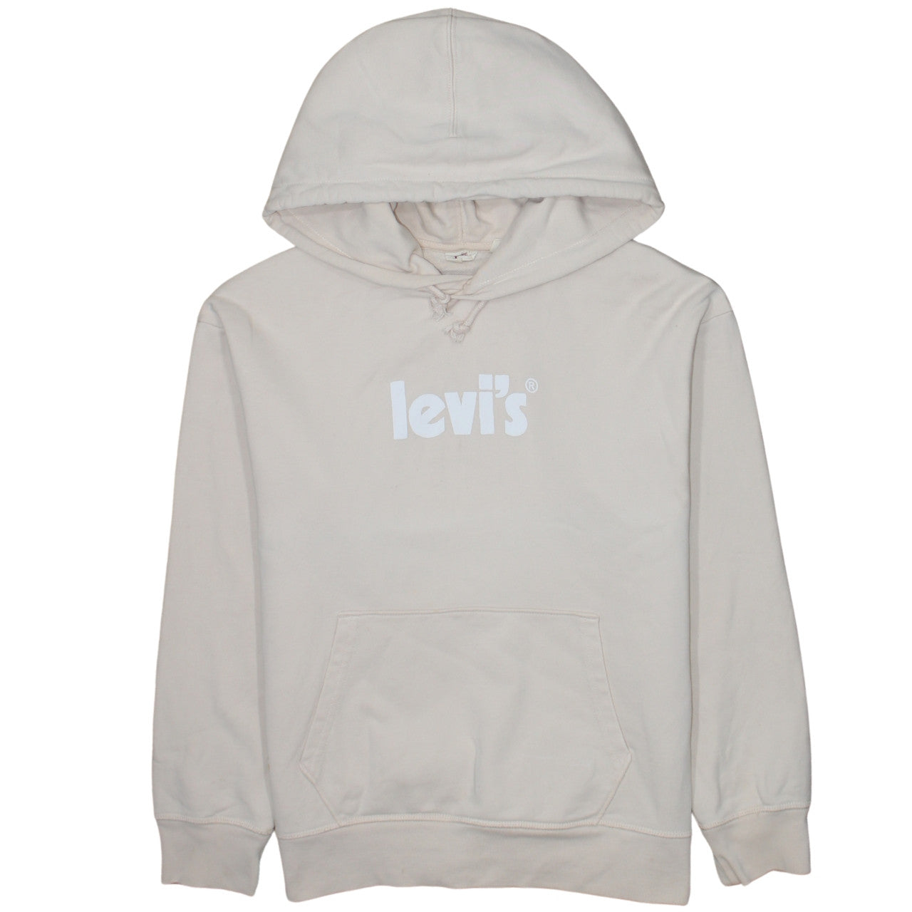 Levi's Women's Beige Pullover Hoodie Small Cotton Logo Sweatshirt