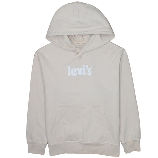 Levi's Women's Beige Pullover Hoodie Small Cotton Logo Sweatshirt