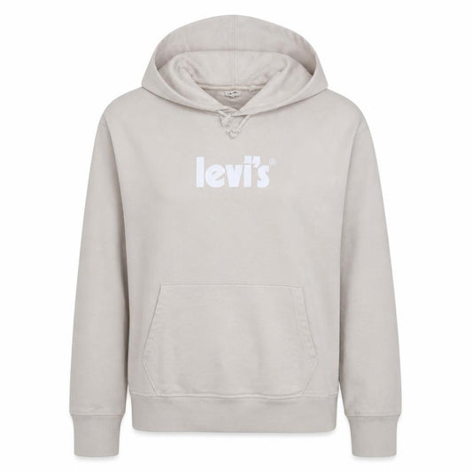 Levi's Women's Beige Pullover Hoodie Small Cotton Logo Sweatshirt
