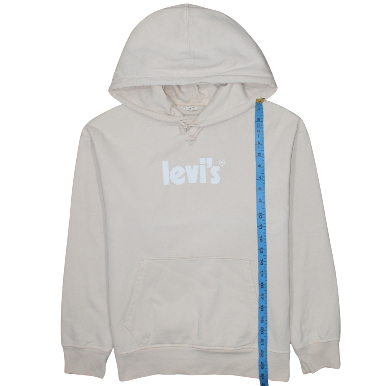 Levi's Women's Beige Pullover Hoodie Small Cotton Logo Sweatshirt