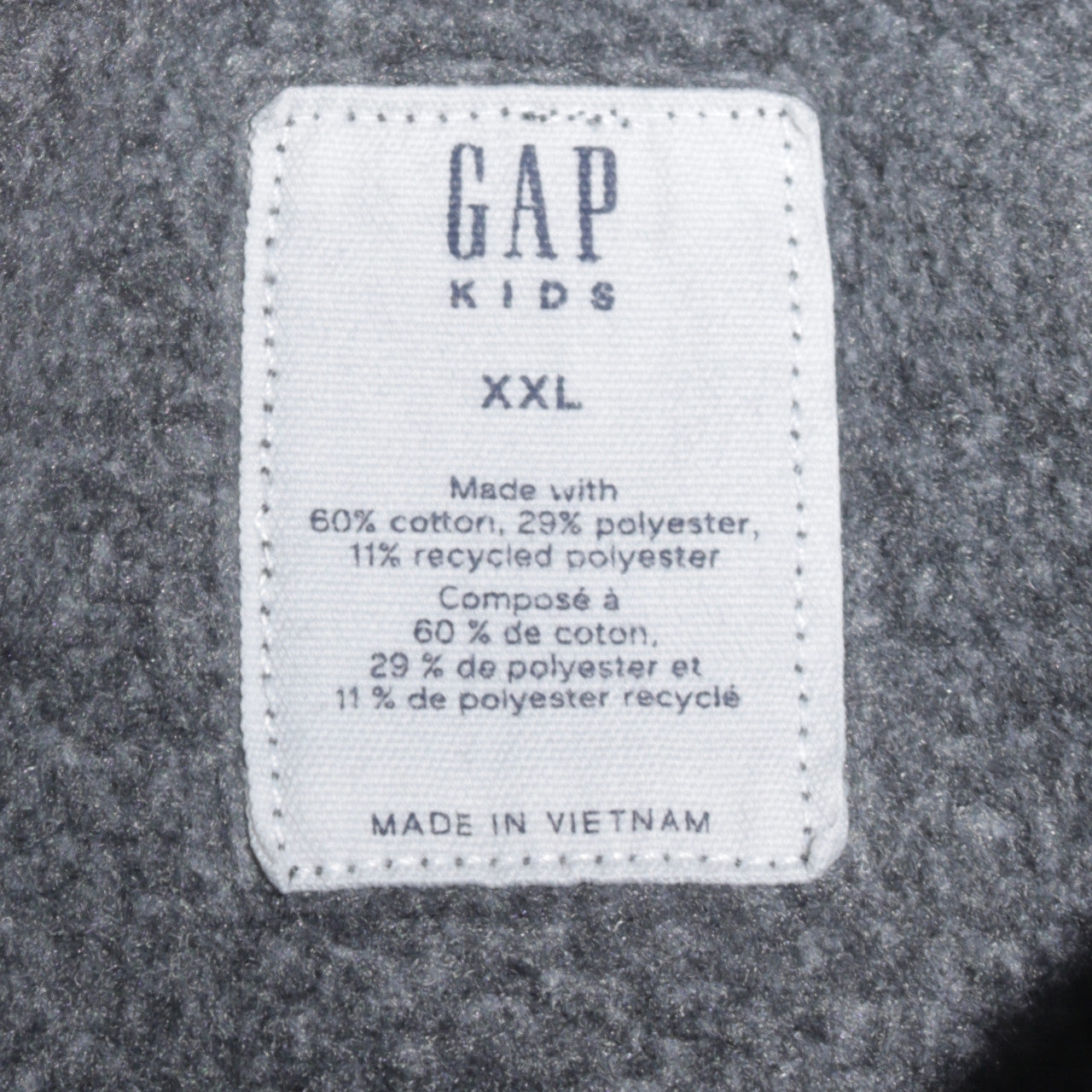 GAP Kids Boys Charcoal Pullover Hoodie XXL Cotton Blend Fleece Lined