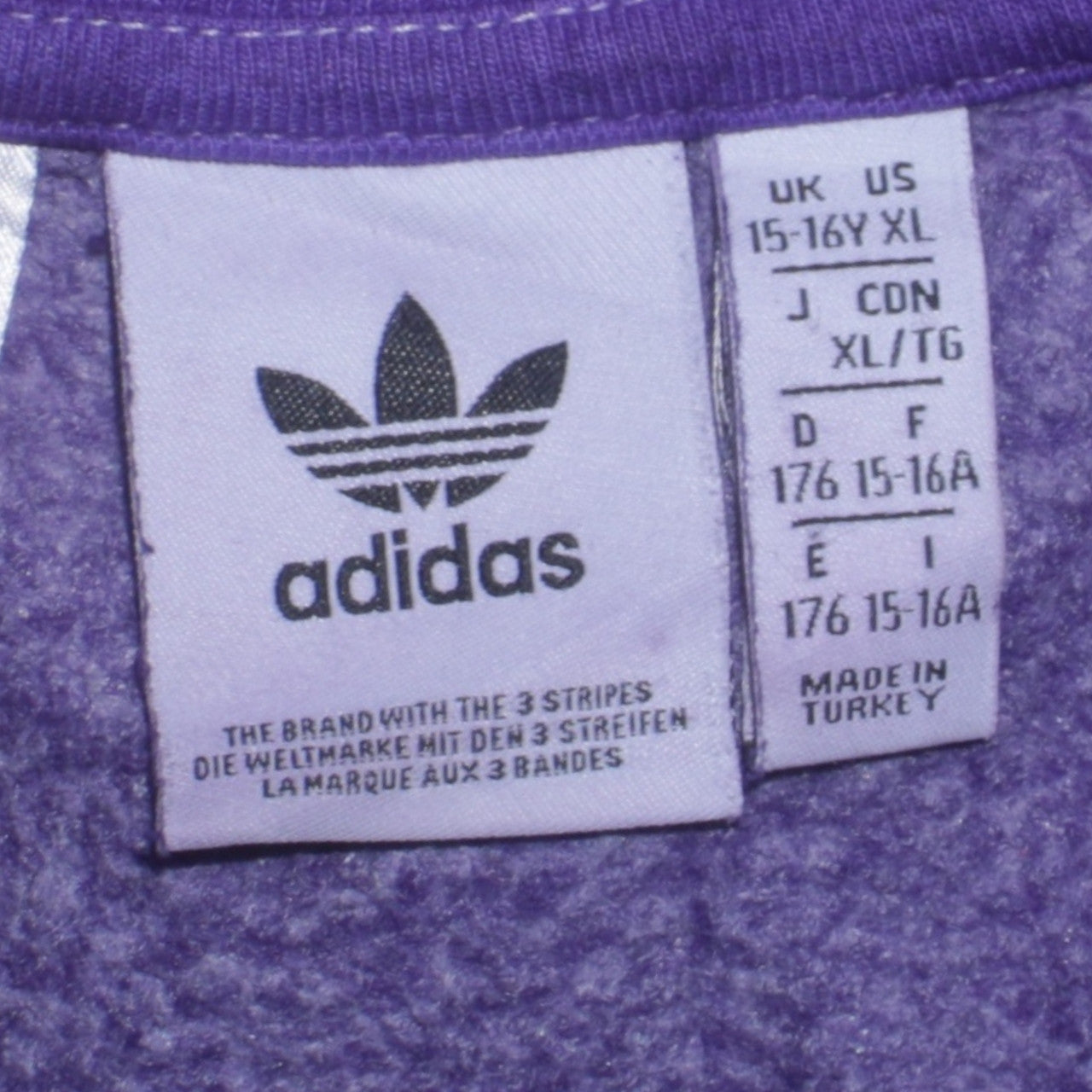 Adidas Boys Purple Crew Neck Sweatshirt XL 15-16 Years Pullover Logo Style