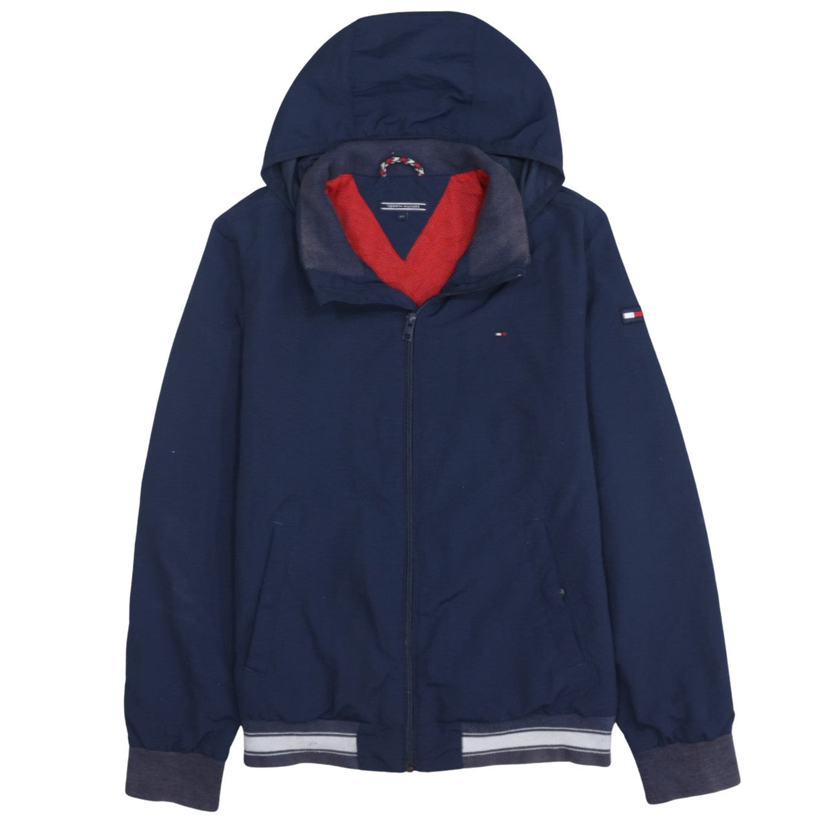 Tommy Hilfiger Boys Blue Hooded Windbreaker Jacket Size 14 Years