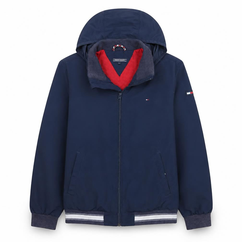 Tommy Hilfiger Boys Blue Hooded Windbreaker Jacket Size 14 Years