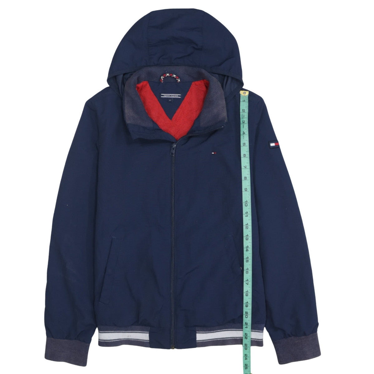 Tommy Hilfiger Boys Blue Hooded Windbreaker Jacket Size 14 Years