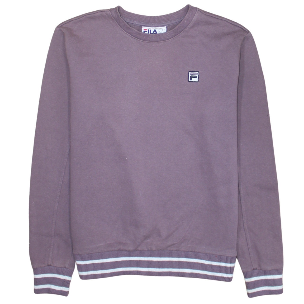 Fila Men Brown Crew Neck Pullover Sweatshirt Size L Classic Logo