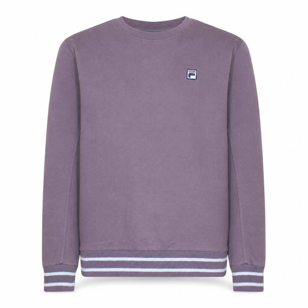 Fila Men Brown Crew Neck Pullover Sweatshirt Size L Classic Logo