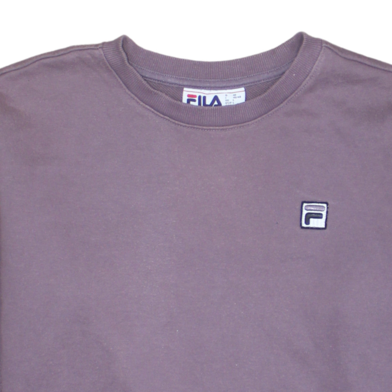 Fila Men Brown Crew Neck Pullover Sweatshirt Size L Classic Logo