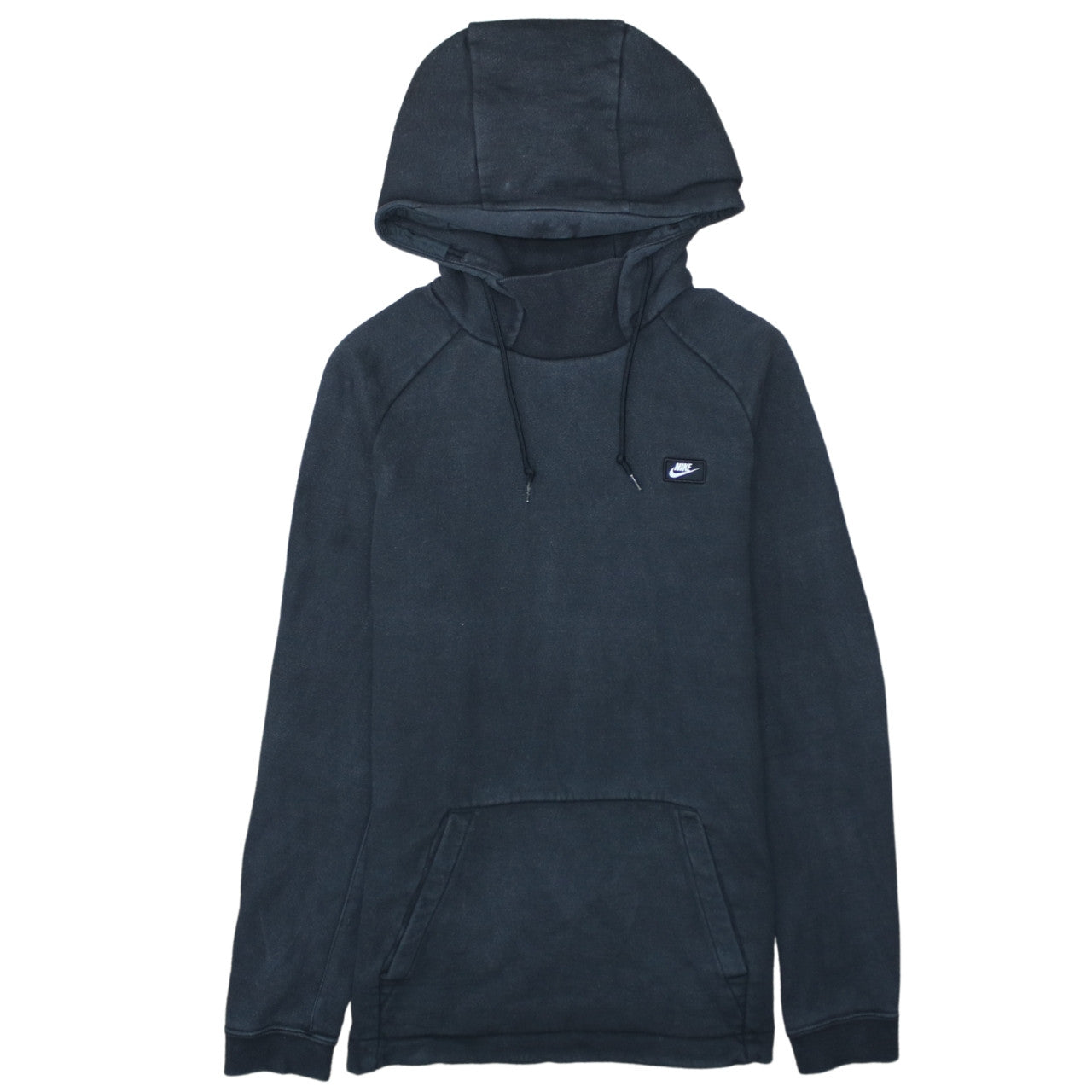 Nike Men Black Small Pullover Hoodie Fleece High Neck Logo Sportswear