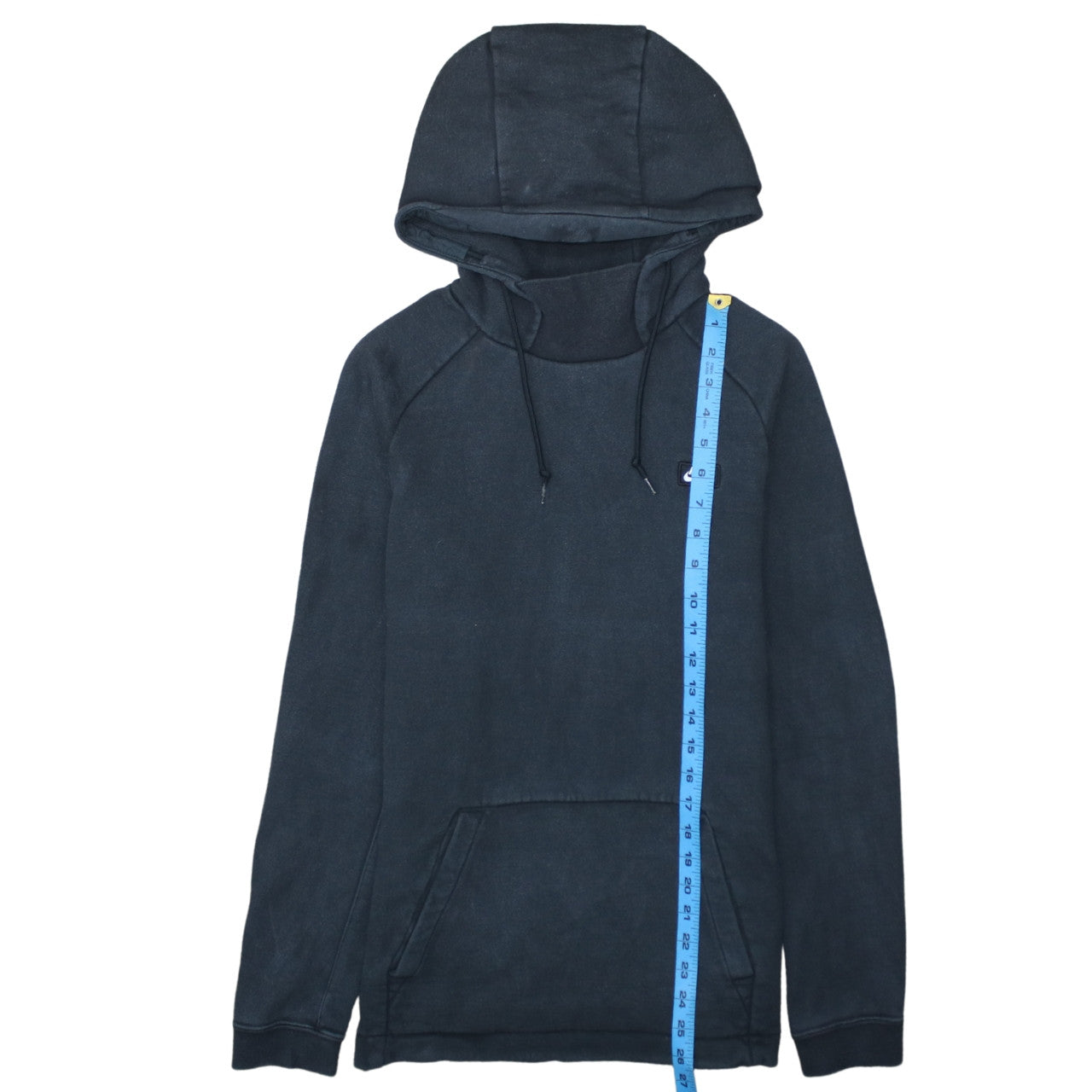 Nike Men Black Small Pullover Hoodie Fleece High Neck Logo Sportswear