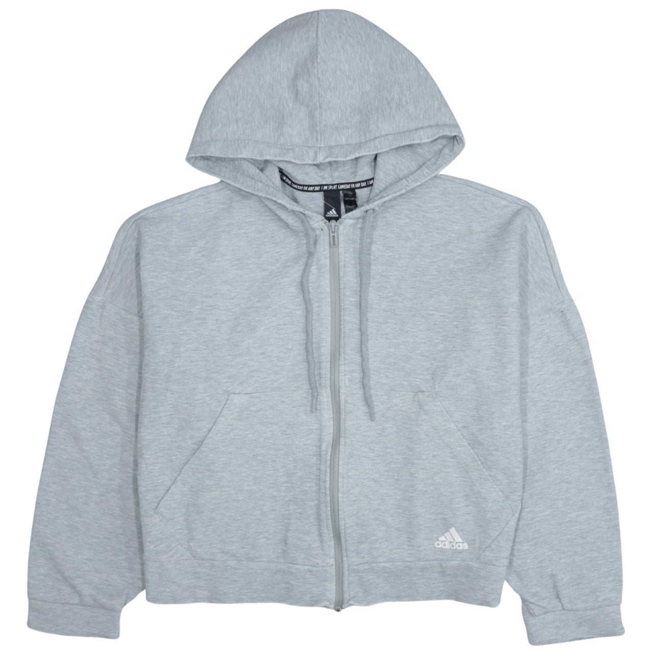 Adidas Womens Grey Full Zip Hoodie Size S Classic Hooded Sweatshirt