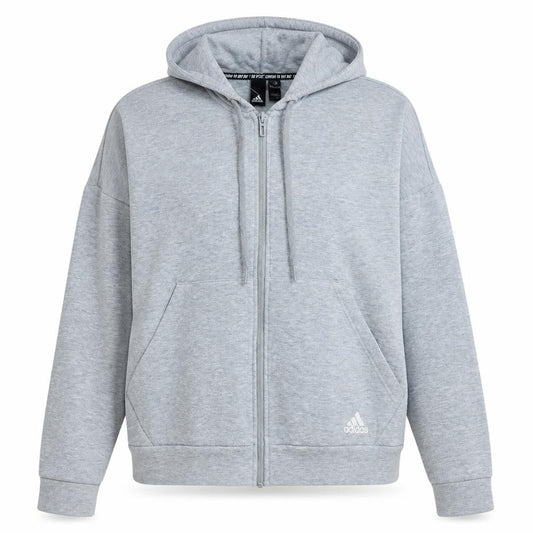 Adidas Womens Grey Full Zip Hoodie Size S Classic Hooded Sweatshirt