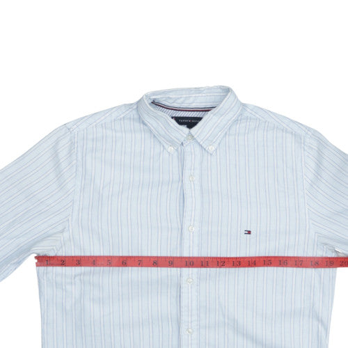 Tommy Hilfiger Men's Blue Striped Slim Fit Long Sleeve Button-Up Shirt Size S