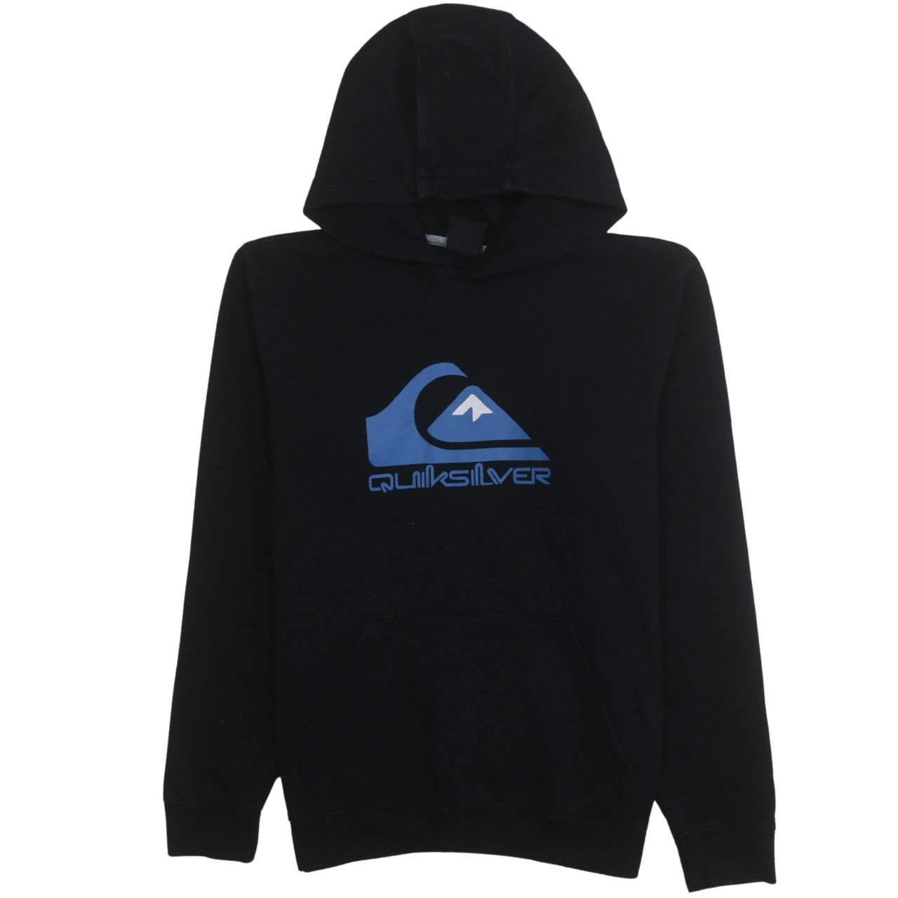 Quiksilver Teens Black Cotton Blend Pullover Hoodie with Blue Logo Size M