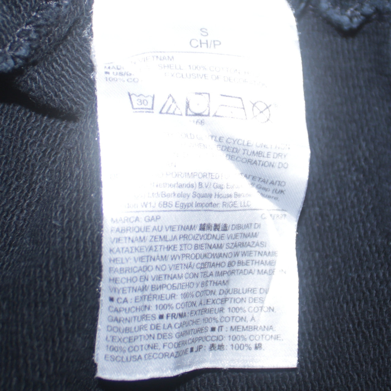 GAP Mens Black Pullover Hoodie Small Logo Cotton Classic Fit
