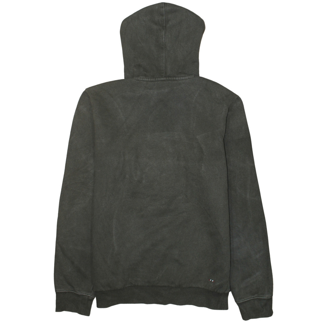 Napapijri Men's Grey Pullover Hoodie M Embroidered Logo Flag Design