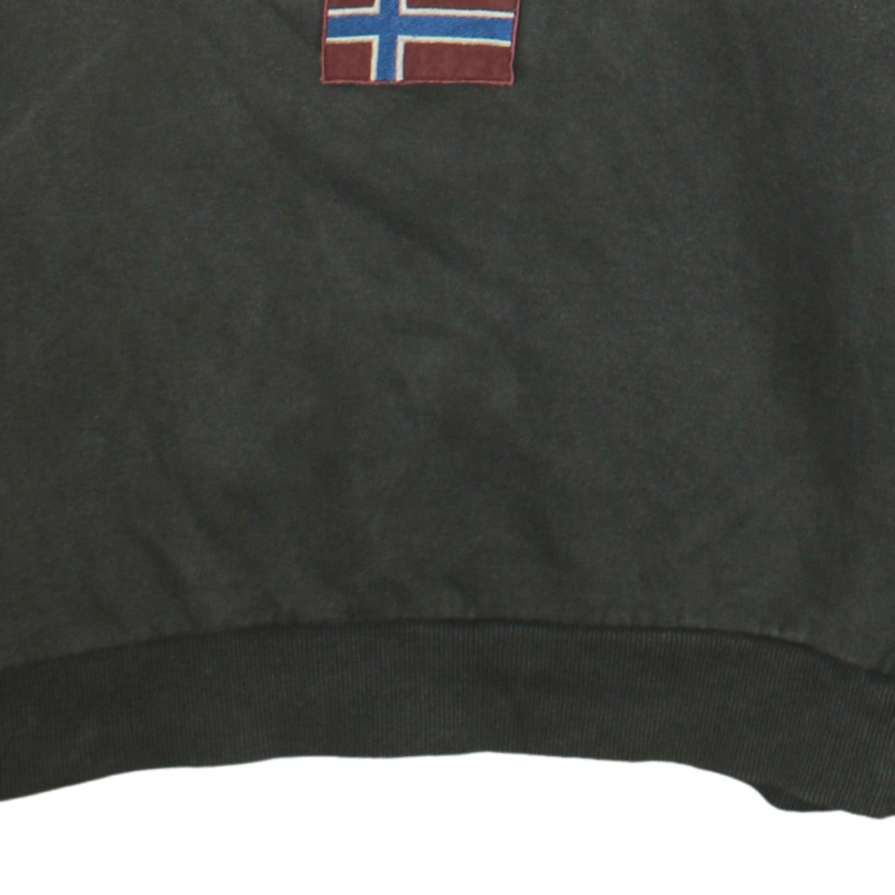 Napapijri Men's Grey Pullover Hoodie M Embroidered Logo Flag Design