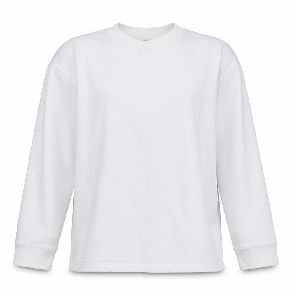 Adidas Women White Crew Neck Long Sleeve Pullover Sweatshirt Size 20