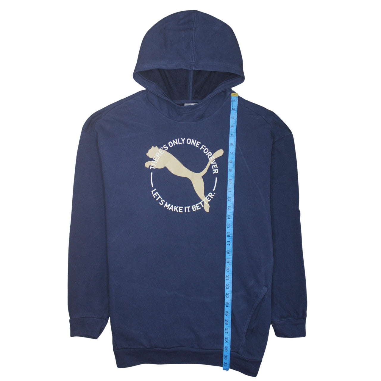 Puma Women's Navy Blue Pullover Hoodie XXL Relaxed Fit Cotton