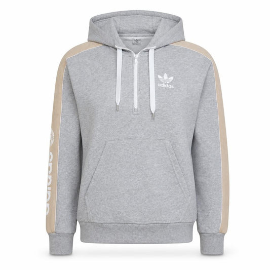 Adidas Women Grey Beige 1/2 Zip Hooded Sweatshirt Size XS UK 6