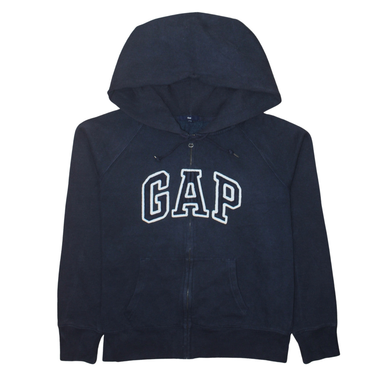 Gap Men's Blue Full Zip Hoodie Size L Regular Fit Fleece Logo Sweatshirt
