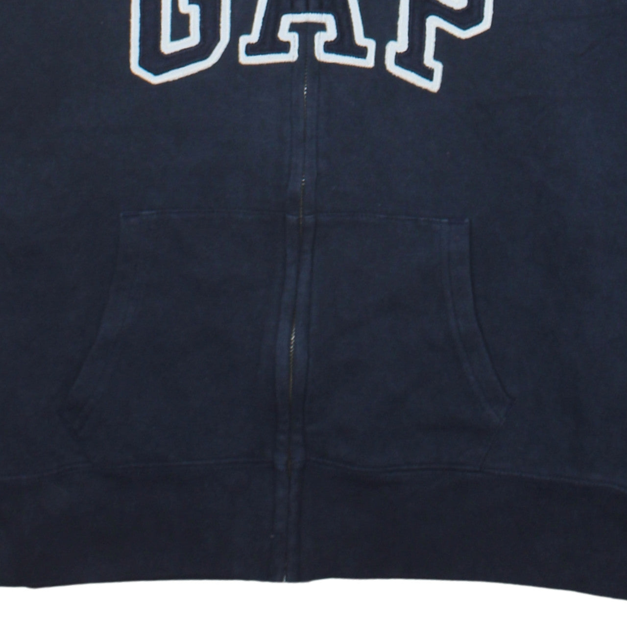 Gap Men's Blue Full Zip Hoodie Size L Regular Fit Fleece Logo Sweatshirt