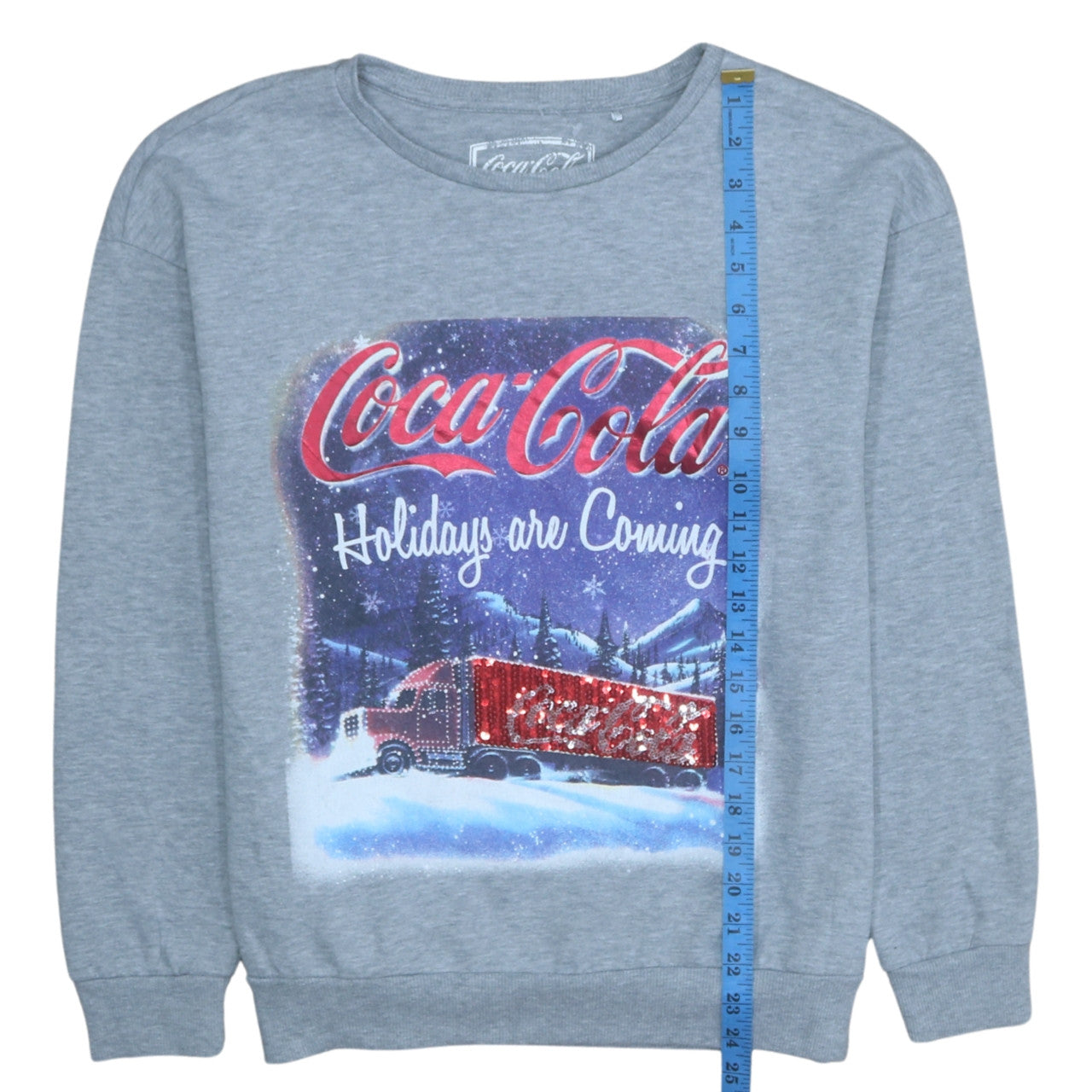 George Women Grey Coca-Cola Christmas Sequin Sweatshirt UK 12-14