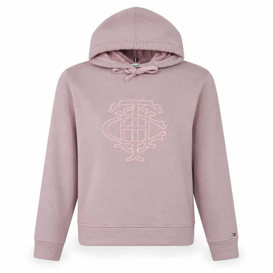 Tommy Hilfiger Womens Pink Pullover Hoodie S 100% Cotton Embroidered Logo