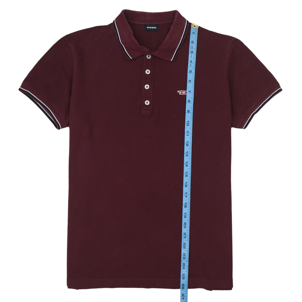 Diesel Men’s Red Cotton Polo Shirt Size L Short Sleeve Classic Fit