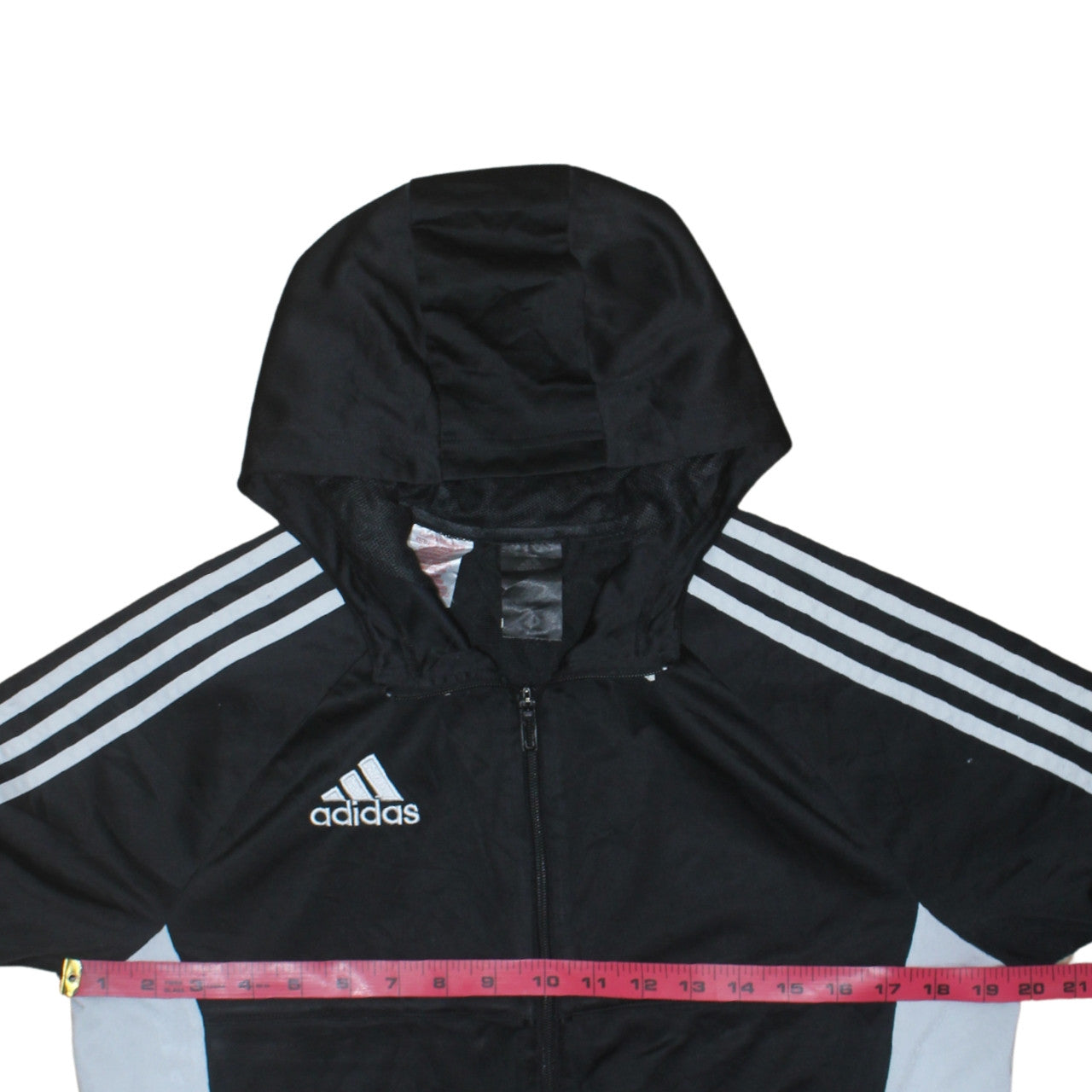 Adidas Boys Black Full Zip Hoodie Size M with White Stripes