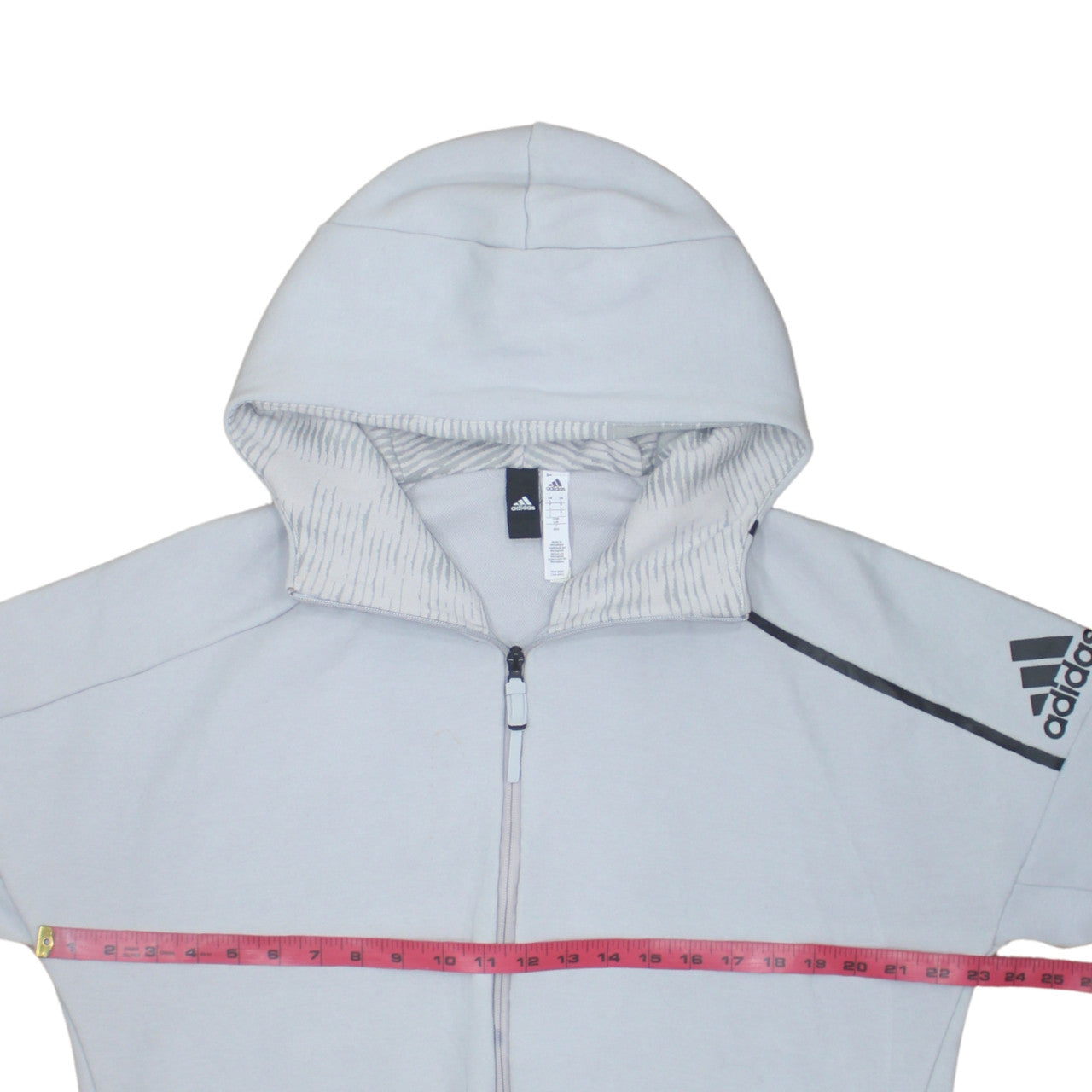 Adidas Men's Grey Full Zip Hooded Sweatshirt Hoodie L