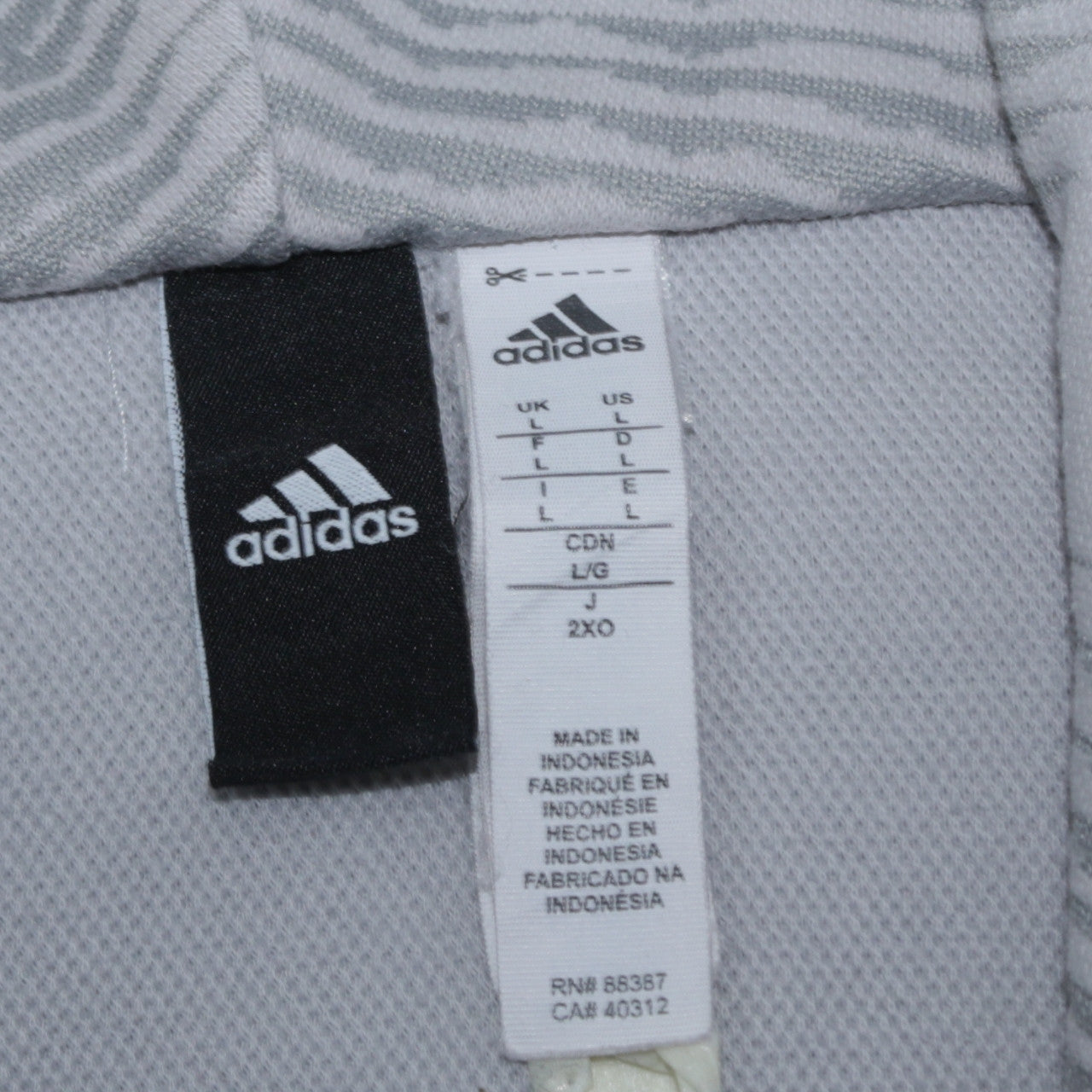 Adidas Men's Grey Full Zip Hooded Sweatshirt Hoodie L
