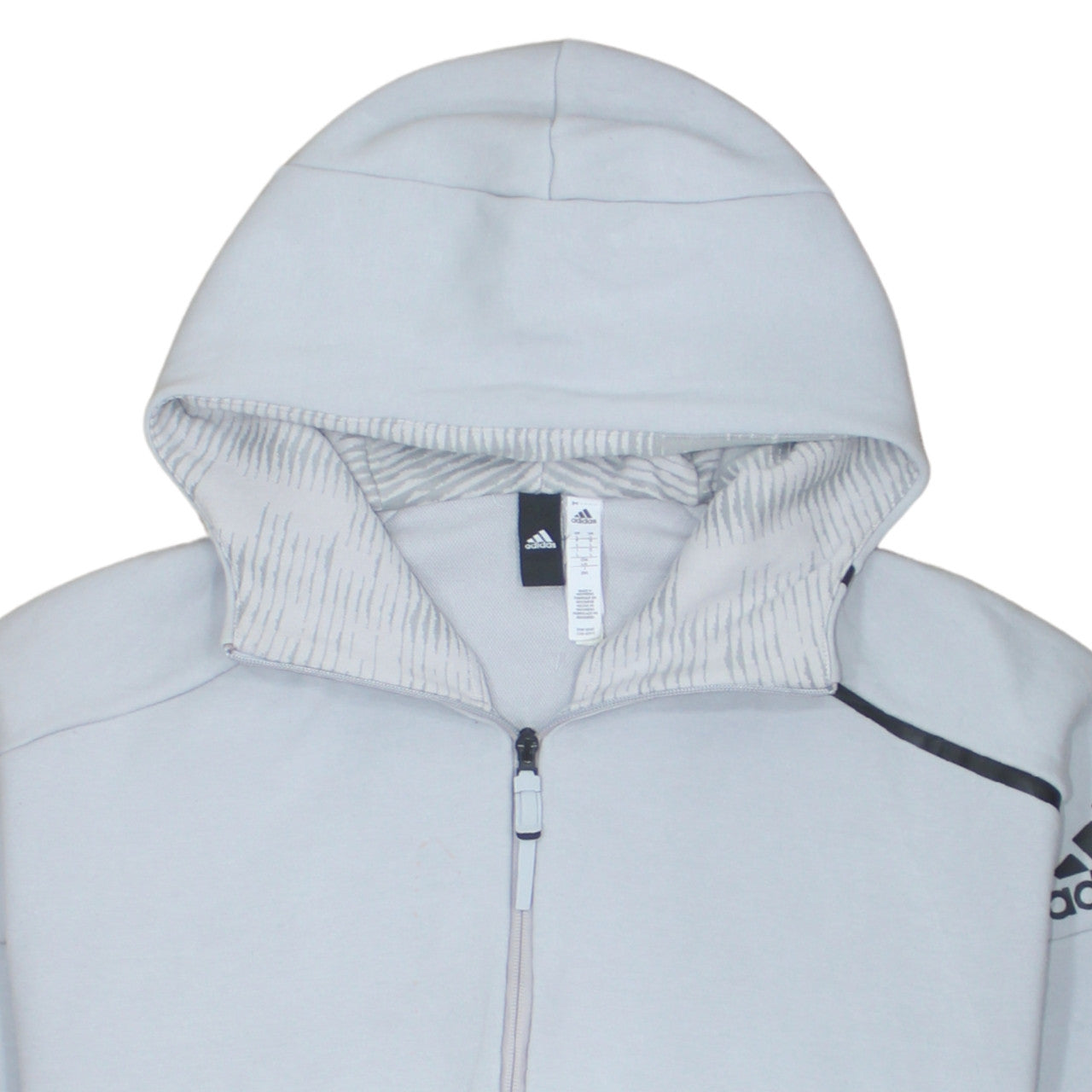 Adidas Men's Grey Full Zip Hooded Sweatshirt Hoodie L