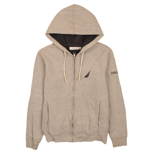 Nautica Men’s Beige Full Zip Hoodie XS Classic Logo Sweatshirt
