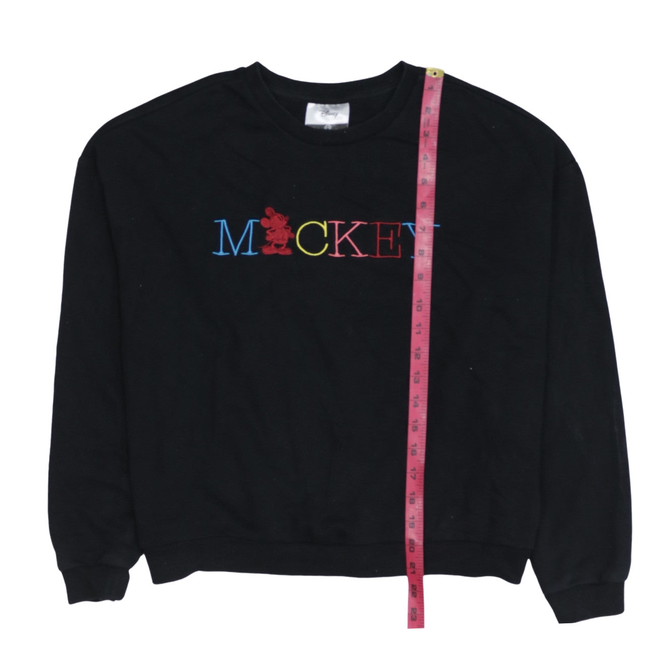 Disney C&A Women's Black Mickey Embroidered Pullover Sweatshirt M