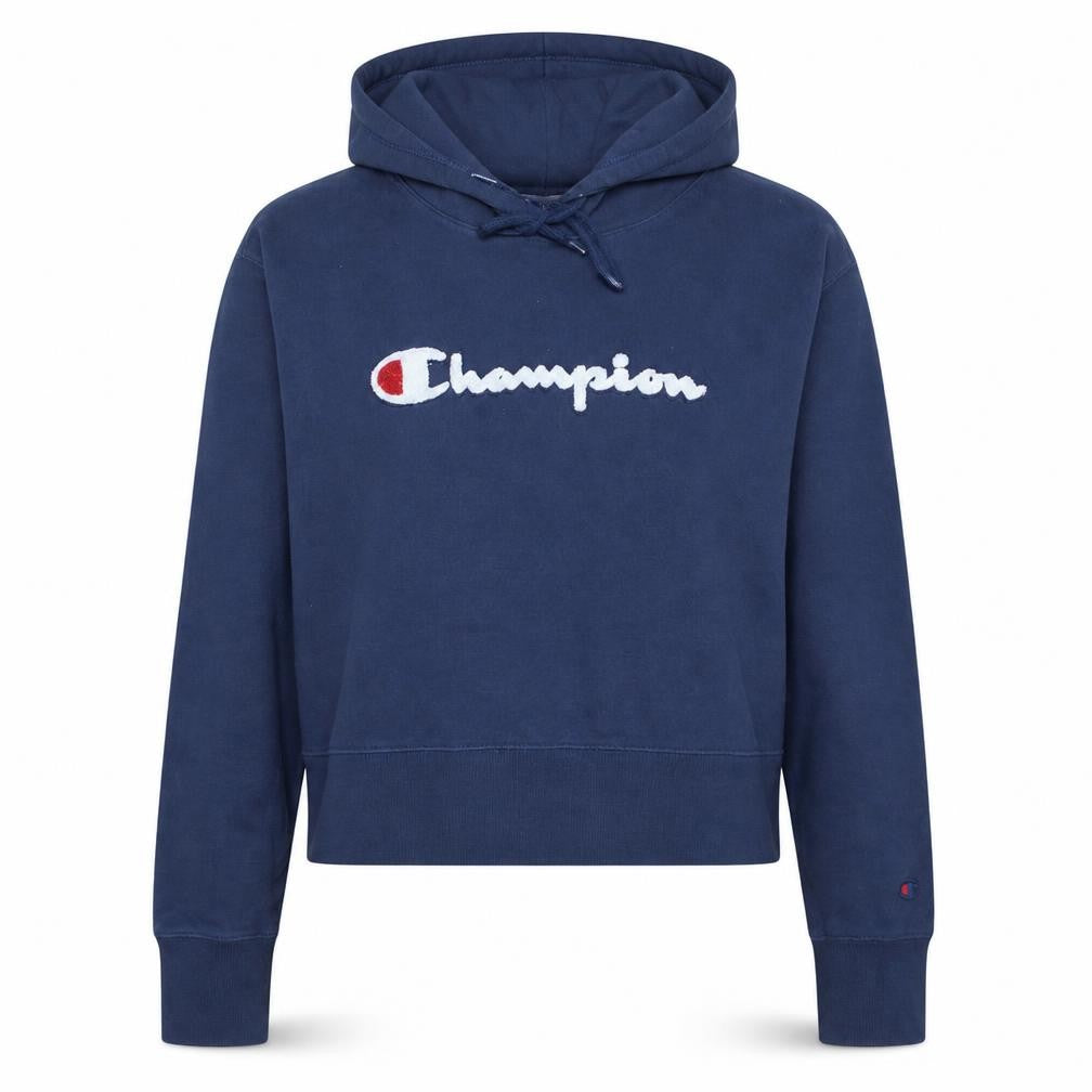 Champion Women's Navy Blue Pullover Hoodie Medium Cotton Logo